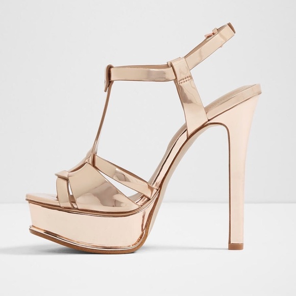 aldo rose gold platform sandals